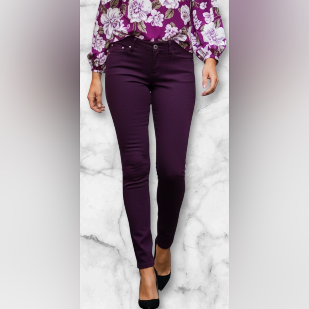 Express Deep Purple Stretch Jean Leggings Back Pocket Design Soft Comfy Size M
